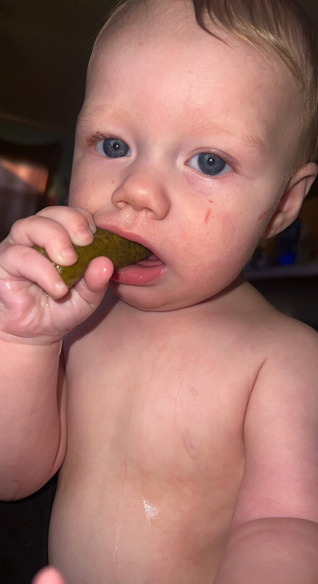 Daxton joined the competition — help win amazing prizes! baby, biting, cheek, ear, eyebrow, eyelash, finger, gesture, human_body, iris, jaw, lip, mouth, nail, neck, nose, person, skin, thumb, toddler