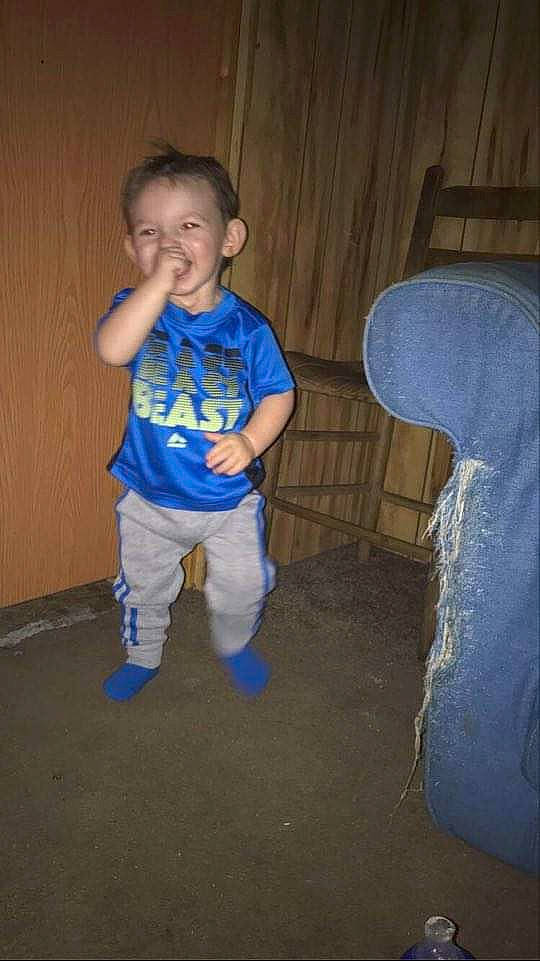 Brennon is registered to the contest to win money with this photo: arm, child, fun, person, smile, standing, toddler