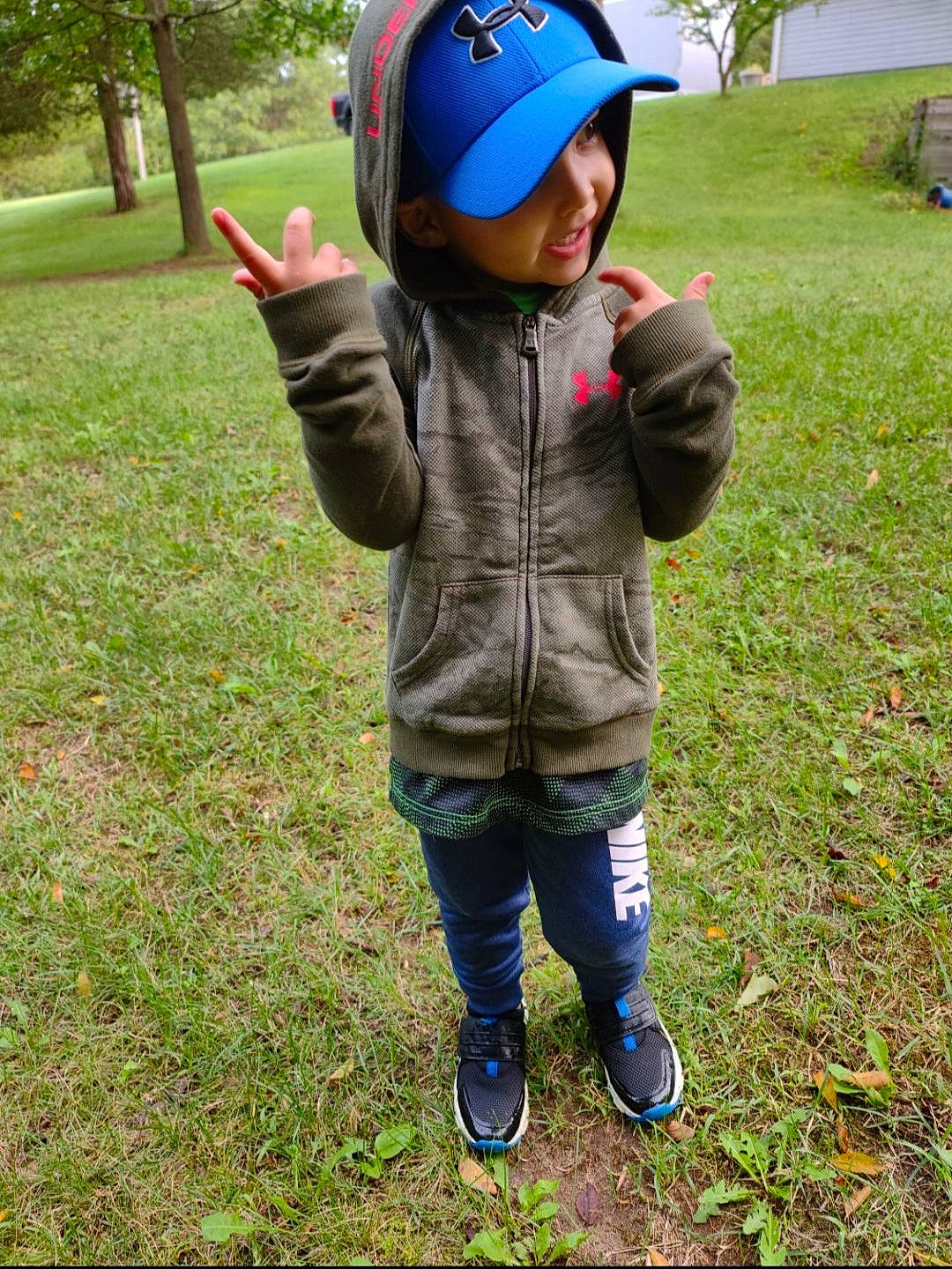 Azazel joined the competition — help win amazing prizes! baby_toddler_clothing, boot, child, electric_blue, face, grass, happy, helmet, jeans, joy, landscape, leisure, people_in_nature, person, personal_protective_equipment, plant, recreation, sleeve, smile, soil