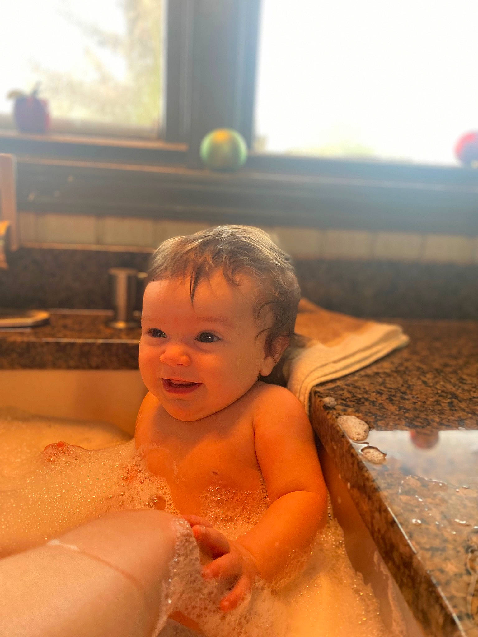 Harper joined the competition — help win amazing prizes! baby, barechested, bathing, bathtub, chest, child, eye, face, fun, happy, head, leisure, mouth, person, recreation, skin, smile, swimming_pool, toddler, vacation
