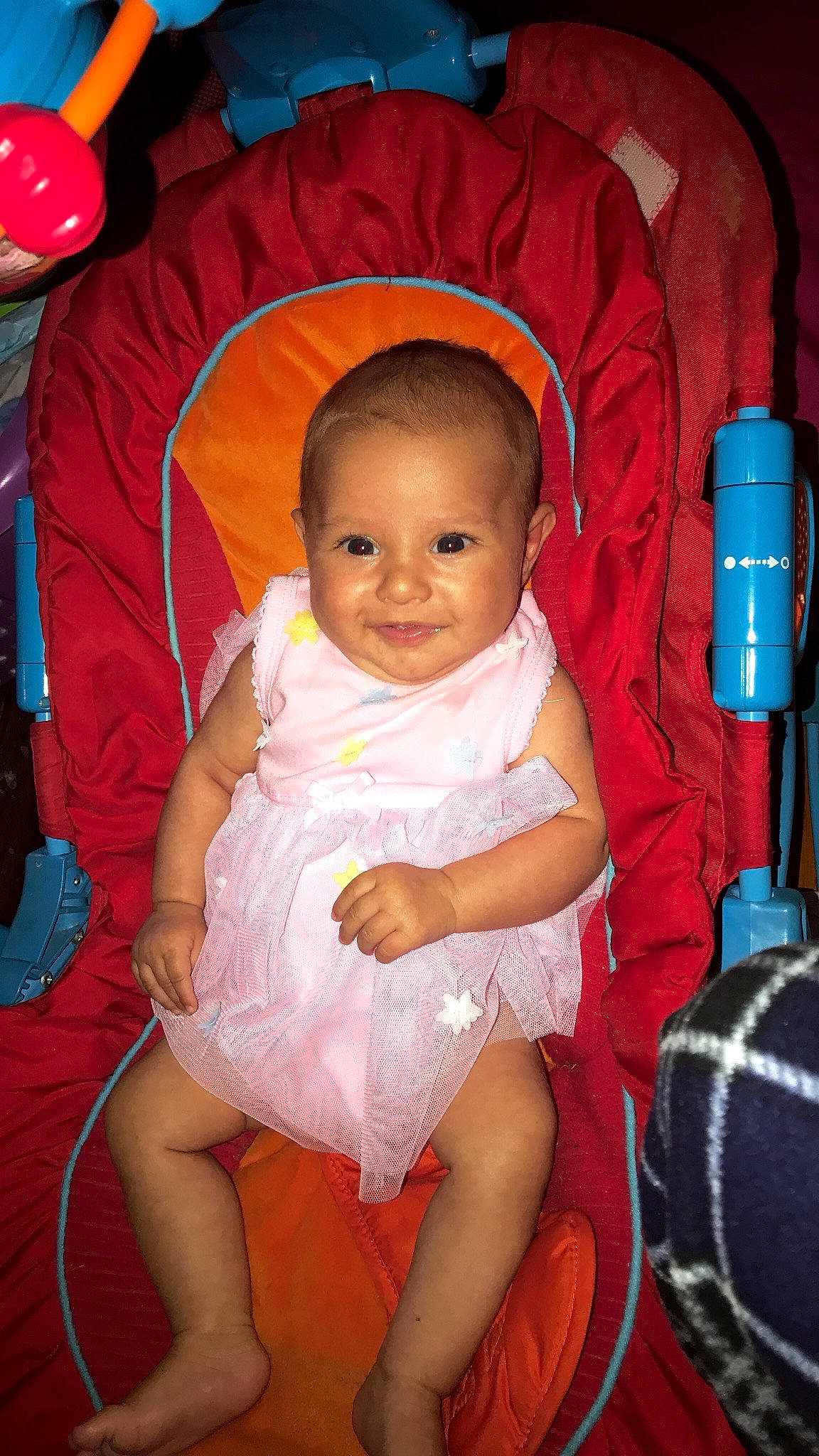 Kynzlee is registered to the contest to win money with this photo: abdomen, baby_products, child, day, eye, fun, girl, happiness, infant, lap, person, pink, play, product, red, sitting, skin, smile, toddler