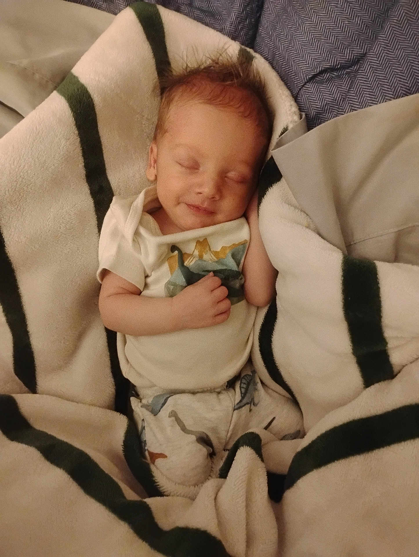 Ossie Schneider joined the competition — help win amazing prizes! baby, sleeping, blanket, cozy, dinosaur, pajamas, infant, cute, smile, child, resting, soft, warm, clothing, toddler, peaceful, portrait, indoors, comfort, young