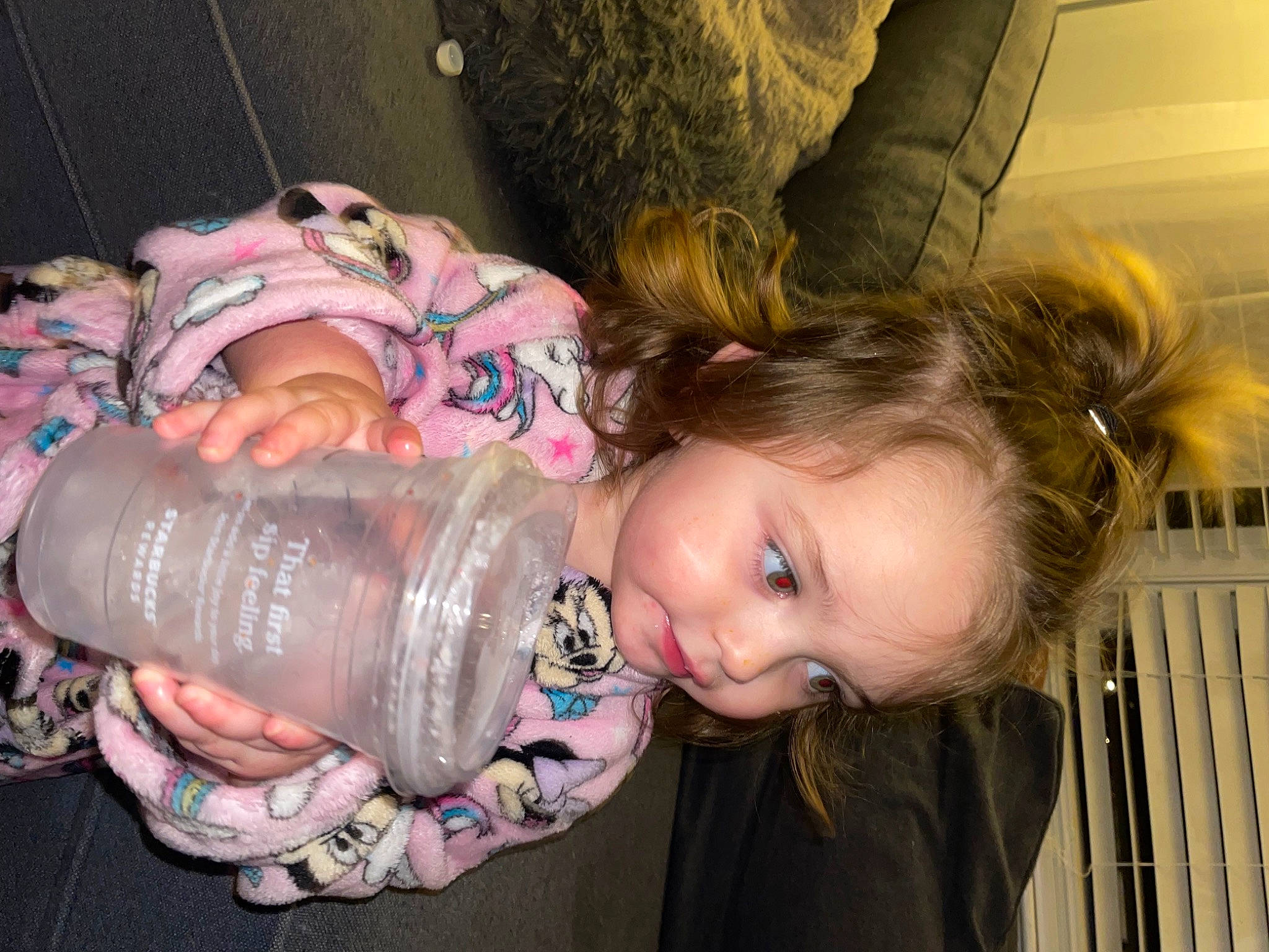 Malani joined the competition — help win amazing prizes! baby, bottle, child, drinking, drinkware, face, fence, food, fun, happy, person, plastic_bottle, sitting, smile, toddler, water_bottle