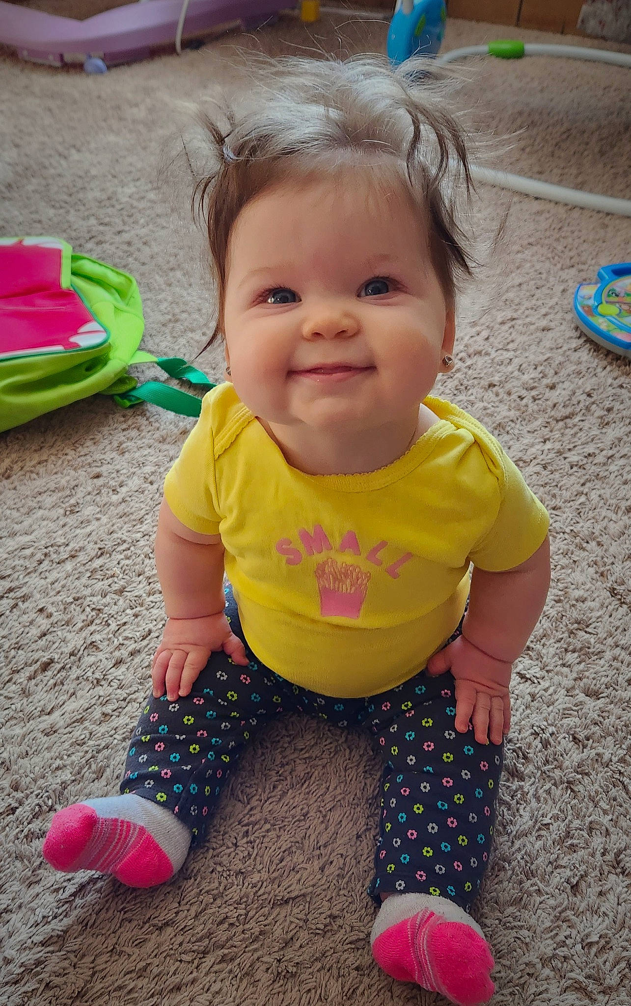 Autumn joined the competition — help win amazing prizes! baby, baby_toddler_clothing, cheek, child, eye, facial_expression, flooring, fun, grass, happy, head, joy, leisure, person, product, sitting, skin, sleeve, smile, snapshot