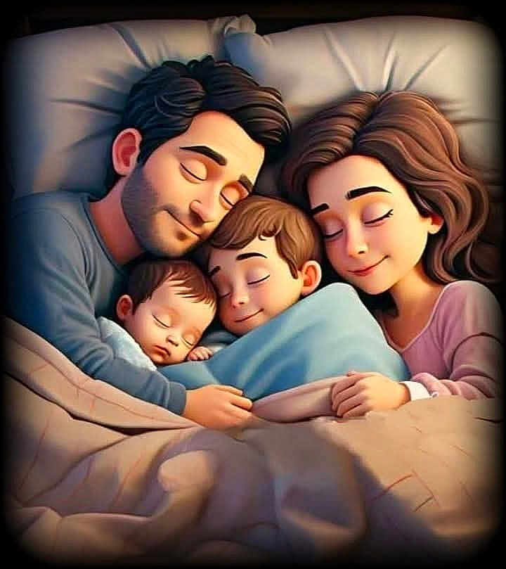 Aylimas participe au concours pour gagner de l'argent avec cette photo : animated, bed, blanket, cartoon, child, cozy, cuddle, family, father, happy, home, love, mother, parent, portrait, relaxation, rest, sleeping, toddler, together