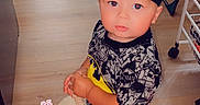Lenox joined the competition — help win amazing prizes! baby, black_cap, child, date_text, duck_toy, furniture, graphic_shirt, home, hugging, indoors, living_room, looking_at_camera, plush_toy, portrait, red_led_lights, sandals, standing, toddler, wide_eyed, wood_floor