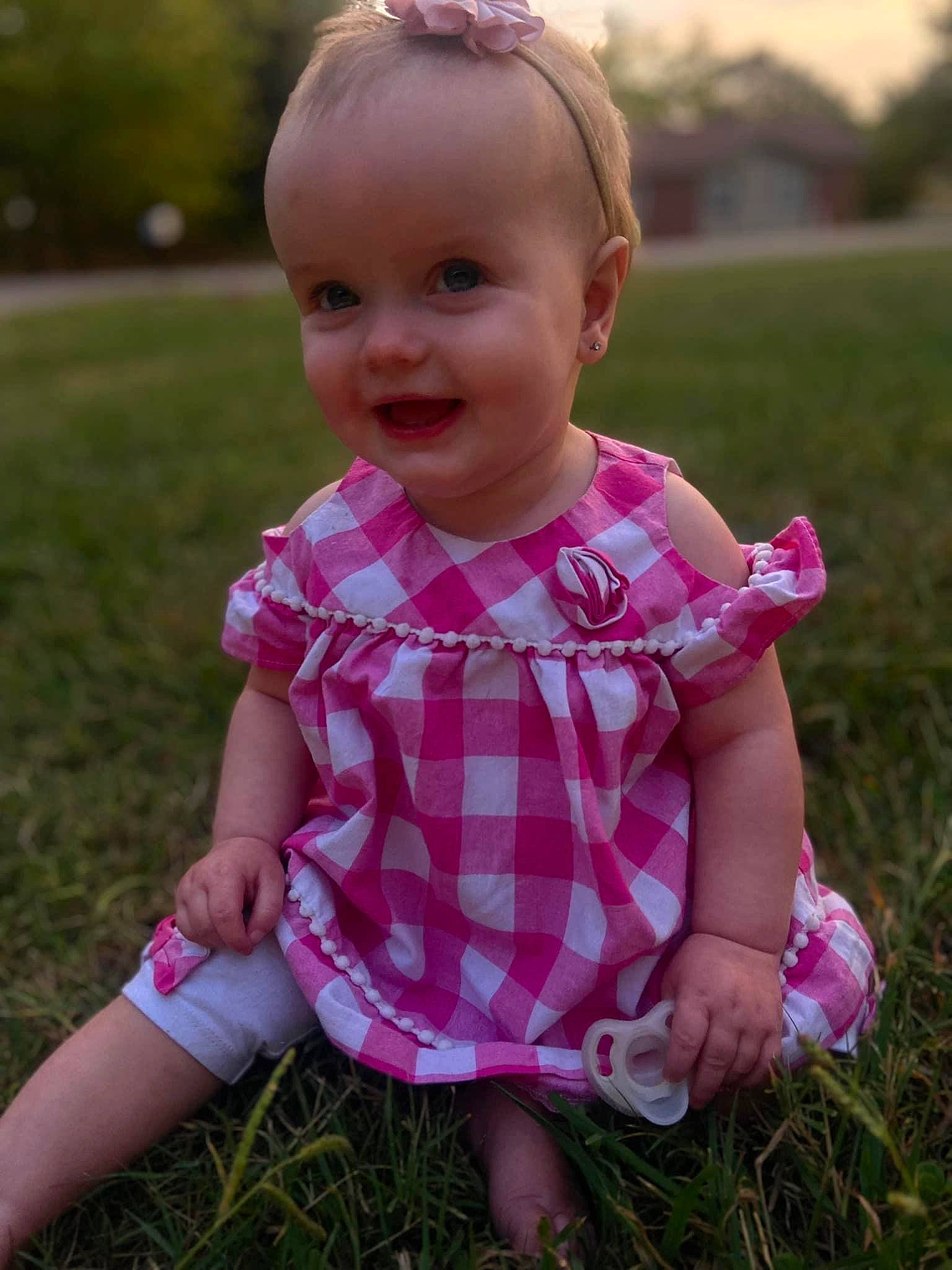 Harper-ann joined the competition — help win amazing prizes! baby, baby_toddler_clothing, child, facial_expression, finger, fun, grass, grass_family, happy, head, meadow, people_in_nature, person, pink, plant, skin, sleeve, smile, summer, sunlight