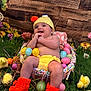 Hayzleigh is registered to the contest to win money with this photo: baby, basket, chicks, colorful, crocheted_clothing, cute, decorations, easter_eggs, flowers, grass, happy, holiday, indoors, infant, orange_booties, playful, portrait, smiling, spring, yellow_hat