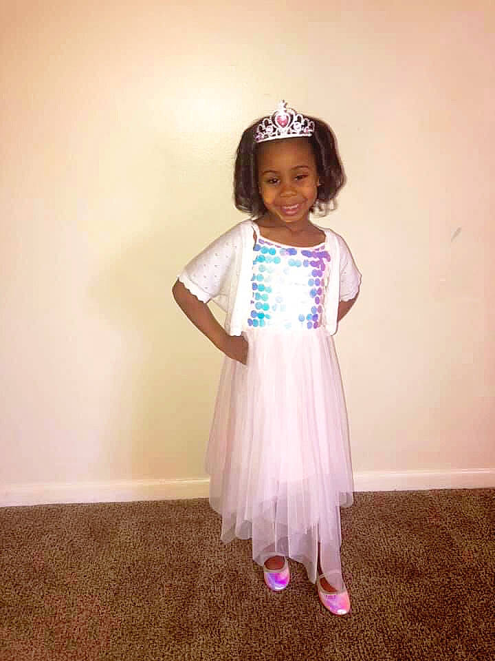 Patience joined the competition — help win amazing prizes! child, child_model, clothing, costume, dress, fashion_accessory, fashion_design, formal_wear, hair_accessory, headgear, headpiece, headwear, joy, person, pink, toddler, white