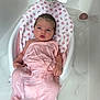 baby, newborn, bath, bathtub, water, pink_cloth, baby_bath_seat, hand, elephant_cup, foam, skin, infant, child, cute, wrapped, relaxing, indoors, care, parenting, cleaning