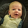 Riley participe au concours pour gagner de l'argent avec cette photo : baby, blue_eyes, child, clothing, comfortable, cushion, cute, expression, face, happy, head, indoors, infant, person, portrait, seat, smile, soft_lighting, vest, young_child