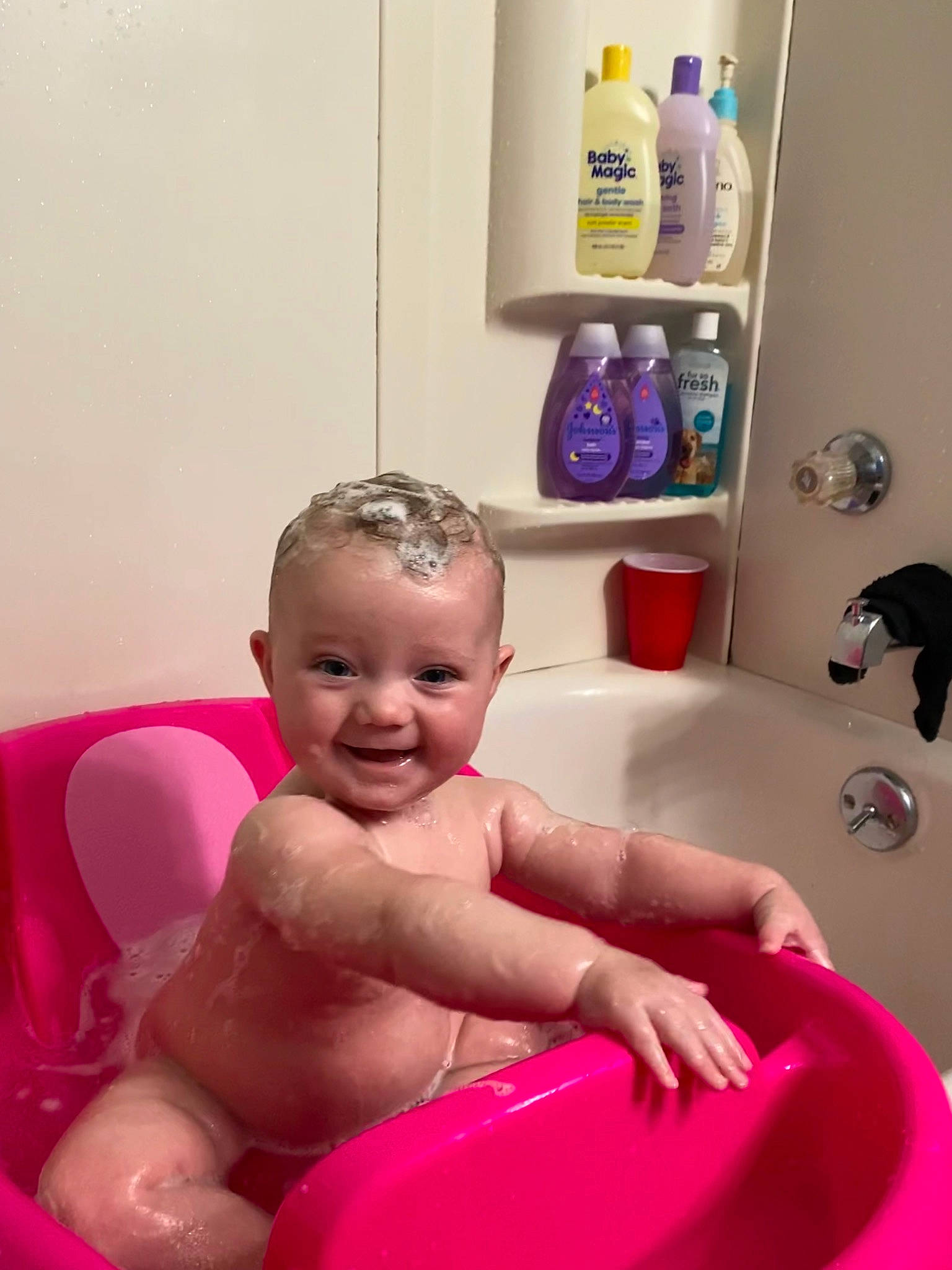 Legacy joined the competition — help win amazing prizes! baby, baby_bathing, bathing, bathroom, bathtub, bottle, child, fun, happy, joy, person, personal_care, pink, plastic_bottle, plumbing, plumbing_fixture, product, purple, shelf, skin