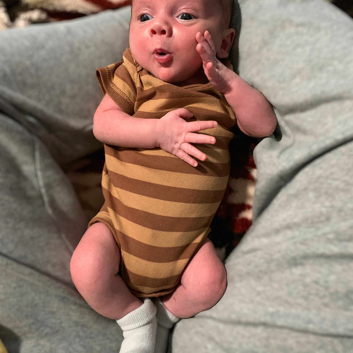 Kristina joined the competition — help win amazing prizes! baby, blanket, bodypart, clothing, couch, cushion, face, finger, furniture, hand, head, homedecor, hosiery, indoors, newborn, person, photography, portrait, sitting, sock