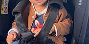 Shyam participe au concours pour gagner de l'argent avec cette photo : child, toddler, car_seat, seat_belt, brown_jacket, blue_jeans, sneakers, indoors, car_interior, face, curious, bindi, safety, seat, young_child, person, casual_clothing, cute, portrait, baby