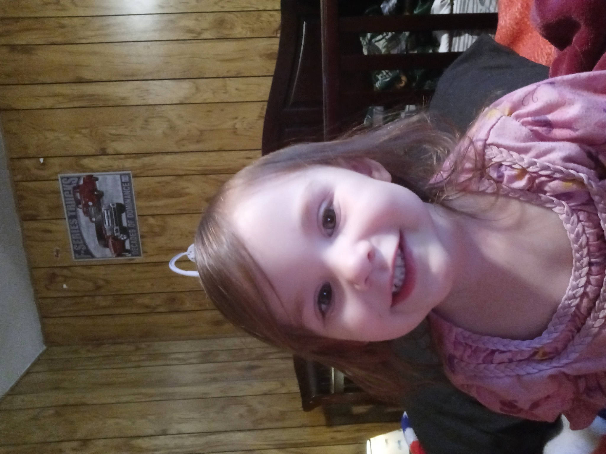 Aurora is registered to the contest to win money with this photo: black_hair, blond, cheek, chest, eyebrow, eyelash, flash_photography, flooring, forehead, happy, hardwood, iris, jaw, joy, lip, long_hair, mouth, nose, person, purple