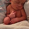 Ollie joined the competition — help win amazing prizes! newborn, baby, sleeping, blanket, infant, cute, peaceful, skin, closeup, portrait, rest, cozy, soft, hands, small, child, wrapped, striped_blanket, indoors, relaxing
