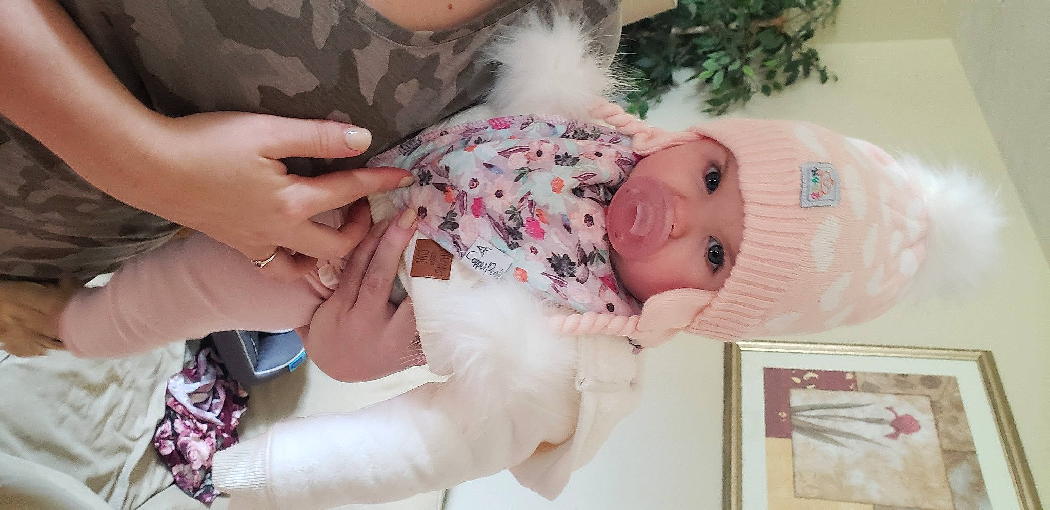 Aiyana joined the competition — help win amazing prizes! baby, baby_products, baby_toddler_clothing, child, comfort, event, finger, gesture, happy, headwear, jewellery, nail, pattern, person, pink, skin, sleeve, smile, thumb, toddler
