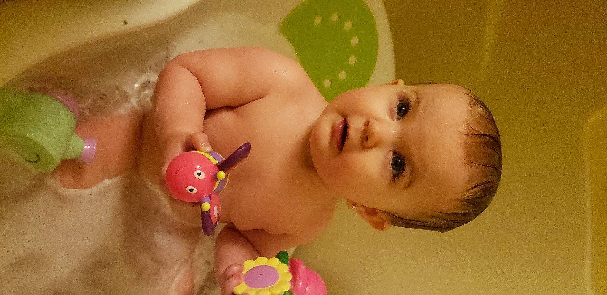 Aiyana is registered to the contest to win money with this photo: arm, bathtub, cheek, chin, dress, ear, eye, eyebrow, eyelash, face, happy, human_body, joint, lip, mouth, neck, nose, person, plant, skin