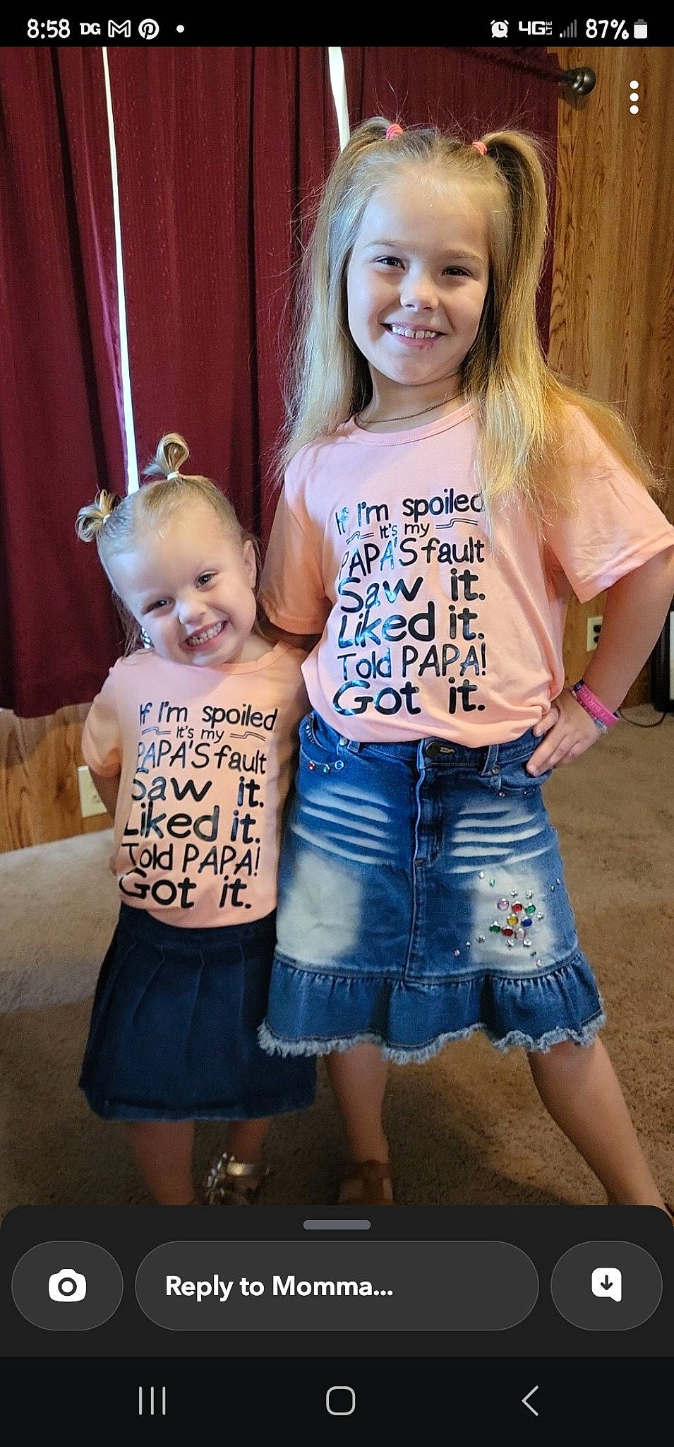 Nila joined the competition — help win amazing prizes! baby_toddler_clothing, cool, curtain, face, facial_expression, hair, happy, head, joint, joy, organ, person, photograph, pink, shoulder, skin, sleeve, smile, standing, textile