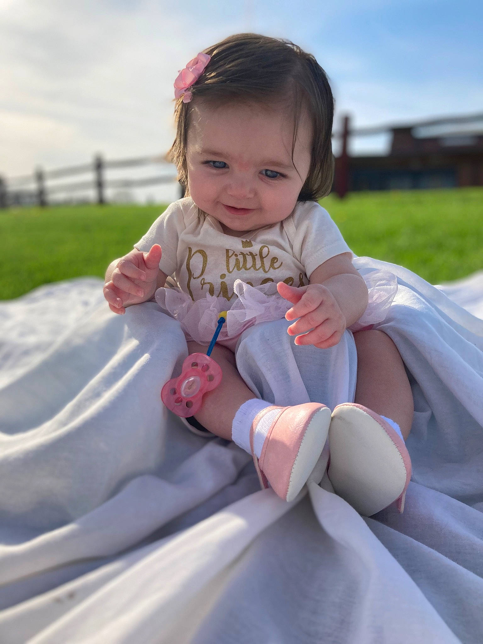 Charity joined the competition — help win amazing prizes! arm, baby, baby_toddler_clothing, eye, face, facial_expression, hair, hairstyle, hand, happy, head, human_body, leg, person, pink, shoulder, skin, sky, smile, thigh