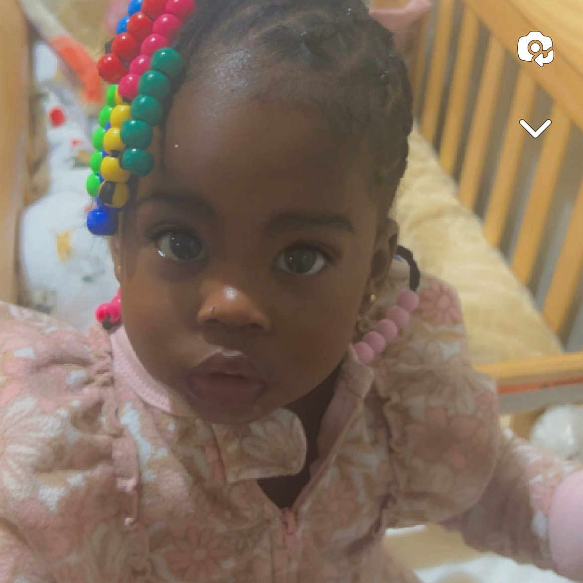 Amara is registered to the contest to win money with this photo: accessories, baby, bed, clothing, crib, doll, dress, earring, face, furniture, hair, head, indoors, infantbed, jewelry, necklace, person, photography, portrait, toy