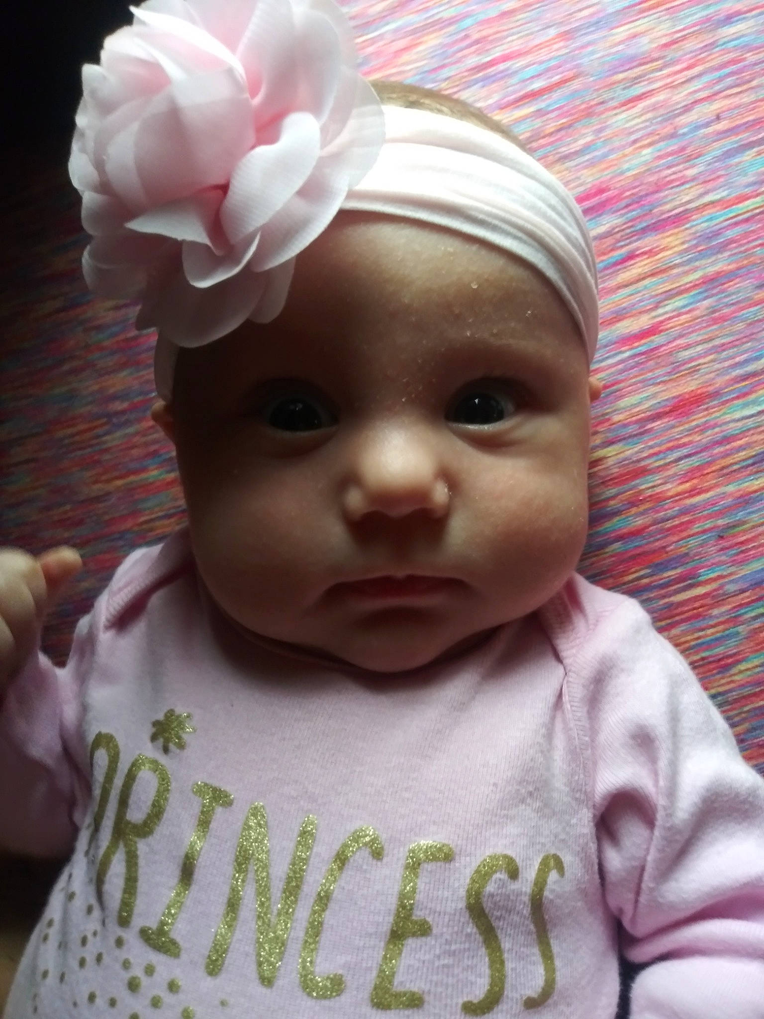 Lillyanna is registered to the contest to win money with this photo: baby, baby_toddler_clothing, cheek, child, fashion_accessory, hair_accessory, head, headband, headgear, person, pink, toddler