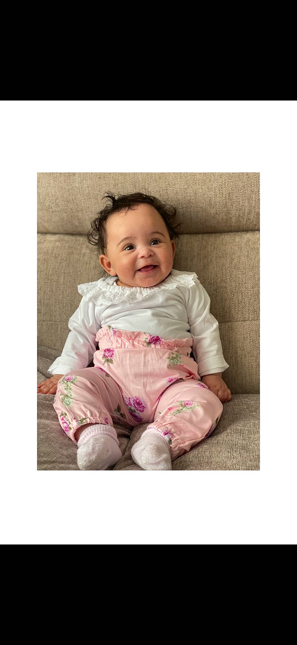 Summer joined the competition — help win amazing prizes! arm, baby, baby_toddler_clothing, cheek, clothing, collar, comfort, eye, face, flash_photography, happy, head, outerwear, pattern, person, product, shirt, sleeve, smile, t_shirt