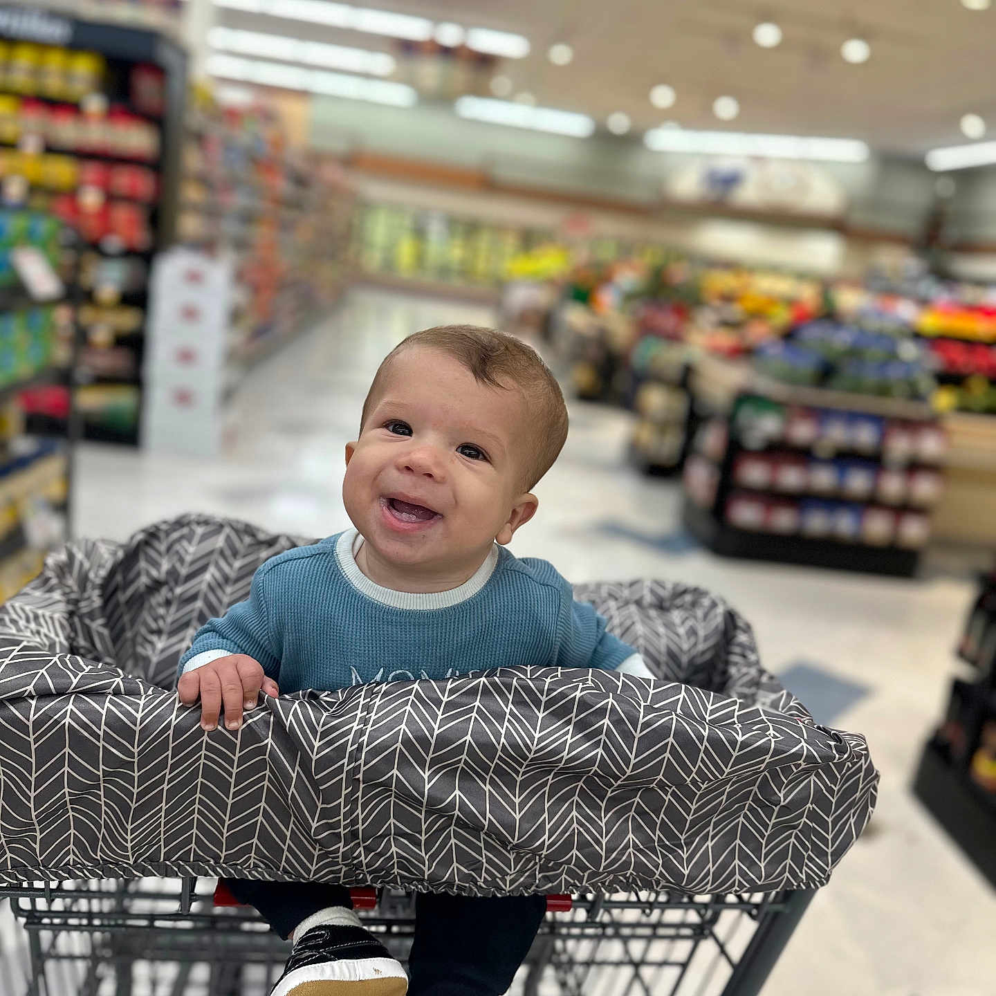 Mateo joined the competition — help win amazing prizes! baby, clothing, face, footwear, grocerystore, head, indoors, jeans, machine, market, pants, person, photography, portrait, shelf, shoe, shop, shopping, shoppingcart, supermarket