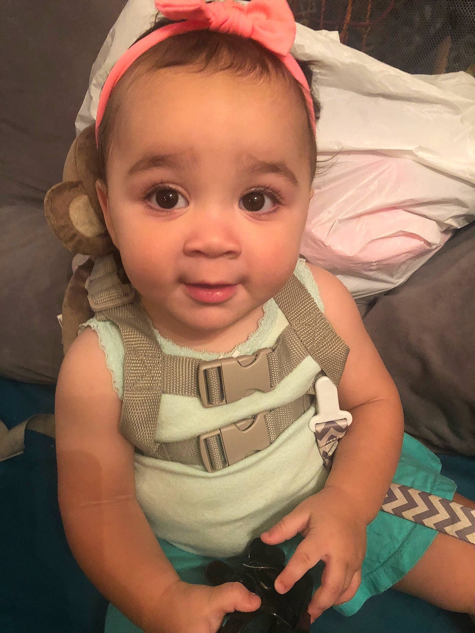 Leighton joined the competition — help win amazing prizes! baby, baby_products, baby_toddler_clothing, cheek, child, hair_accessory, head, headband, headgear, person, product, skin, toddler