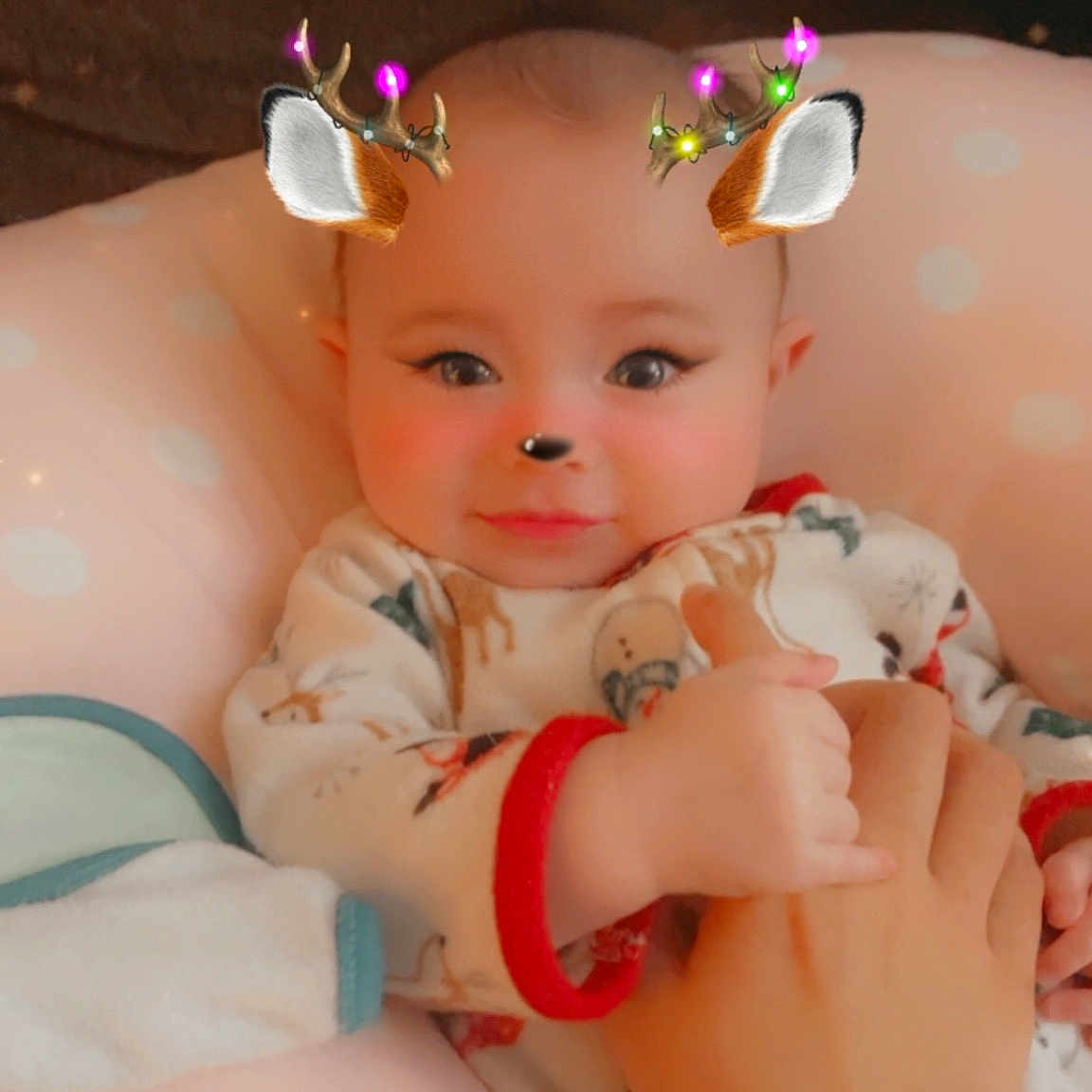 Lillie is registered to the contest to win money with this photo: abdomen, baby, baby_toddler_clothing, cheek, child, ear, finger, flash_photography, happy, headband, headpiece, iris, nail, pink, skin, smile, thigh, thumb, toddler, toy
