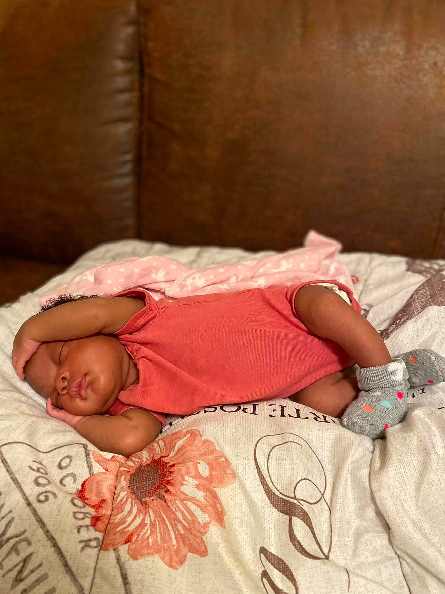 Kennedy joined the competition — help win amazing prizes! arm, baby, bedding, bedtime, child, comfort, finger, hand, head, linens, mammal, muscle, pattern, person, pink, product, skin, sleeve, textile, toddler