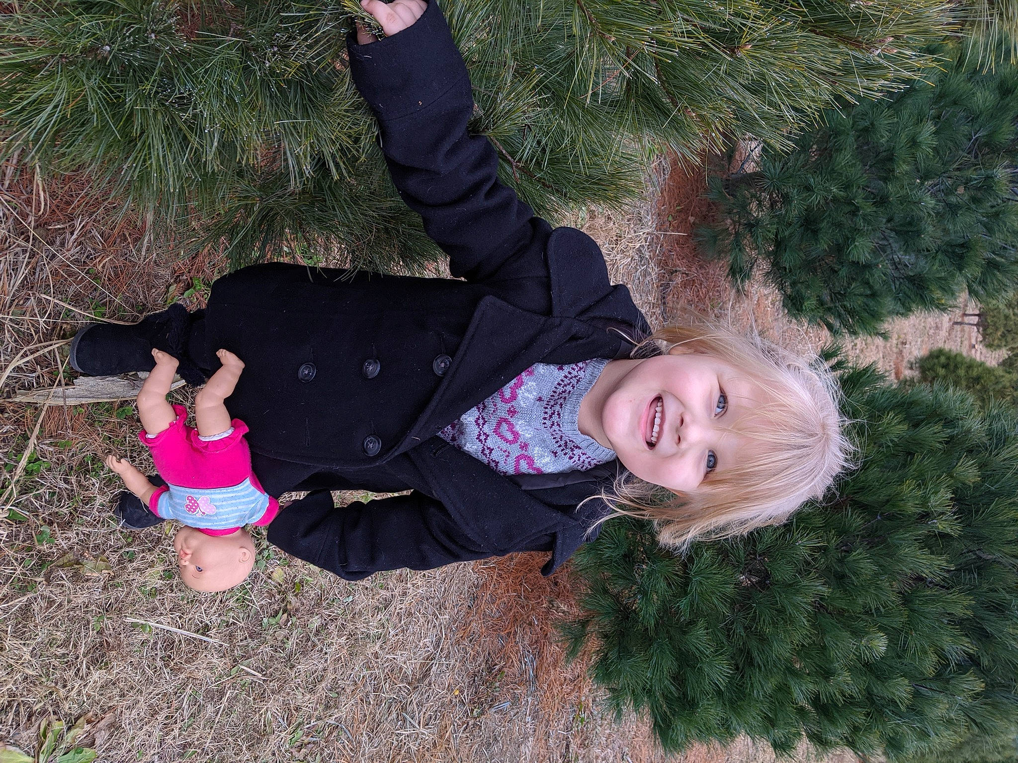 Rylee Marie joined the competition — help win amazing prizes! child, fun, grass, joy, leg, person, pink, plant, smile, tree, winter