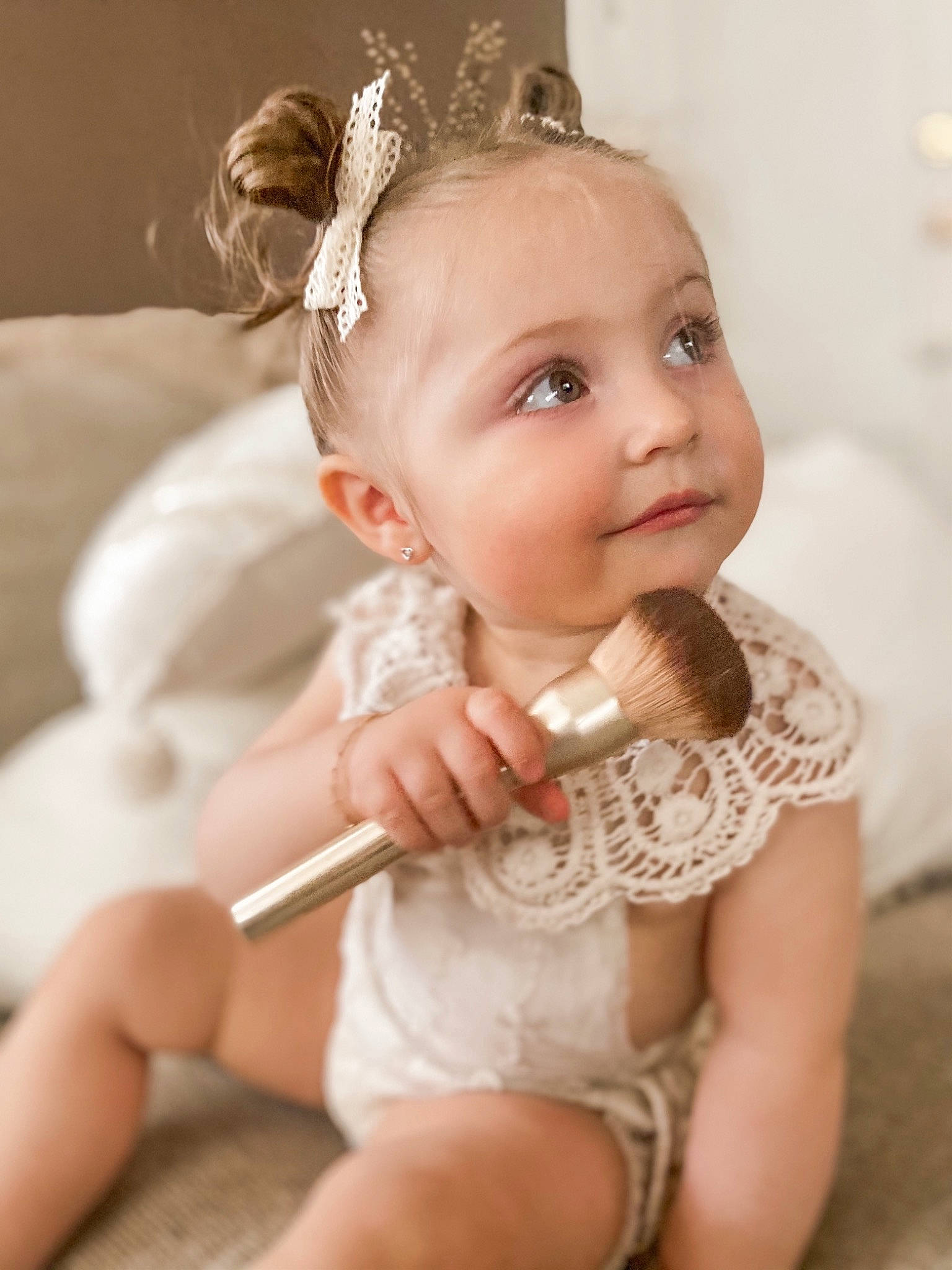 Thea joined the competition — help win amazing prizes! baby_toddler_clothing, brown_hair, cheek, child, dress, ear, eyelash, hair_accessory, hairstyle, happy, head, headband, headgear, headpiece, iris, jewellery, neck, person, skin, toddler