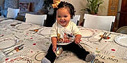 Julia joined the competition — help win amazing prizes! architecture, baby, bodypart, building, cutlery, diningroom, diningtable, fork, furniture, homedecor, indoors, linen, person, plate, room, sitting, spoon, table, tablecloth, wood