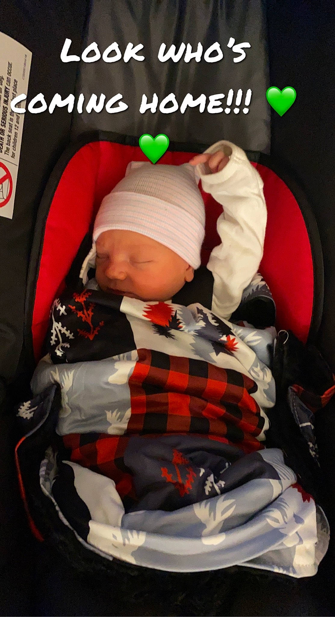 Karsyn is registered to the contest to win money with this photo: baby, baby_carriage, baby_products, baby_safety, baby_toddler_clothing, car_seat, child, christmas_eve, comfort, event, font, human_body, lap, pattern, person, photo_caption, product, publication, sitting, sleeve