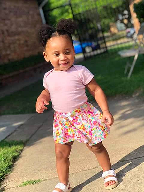 Mar'Laya is registered to the contest to win money with this photo: baby, child, child_model, clothing, dress, footwear, joy, pattern, person, pink, plant, play, product, recreation, shoe, shorts, smile, summer, toddler, vacation