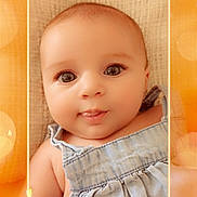 Lyna participe au concours pour gagner de l'argent avec cette photo : adorable, baby, butterflies, child, closeup, cute, denim, dress, eyes, face, frame, happy, infant, orange, portrait, skin, smile, soft_texture, tongue, young