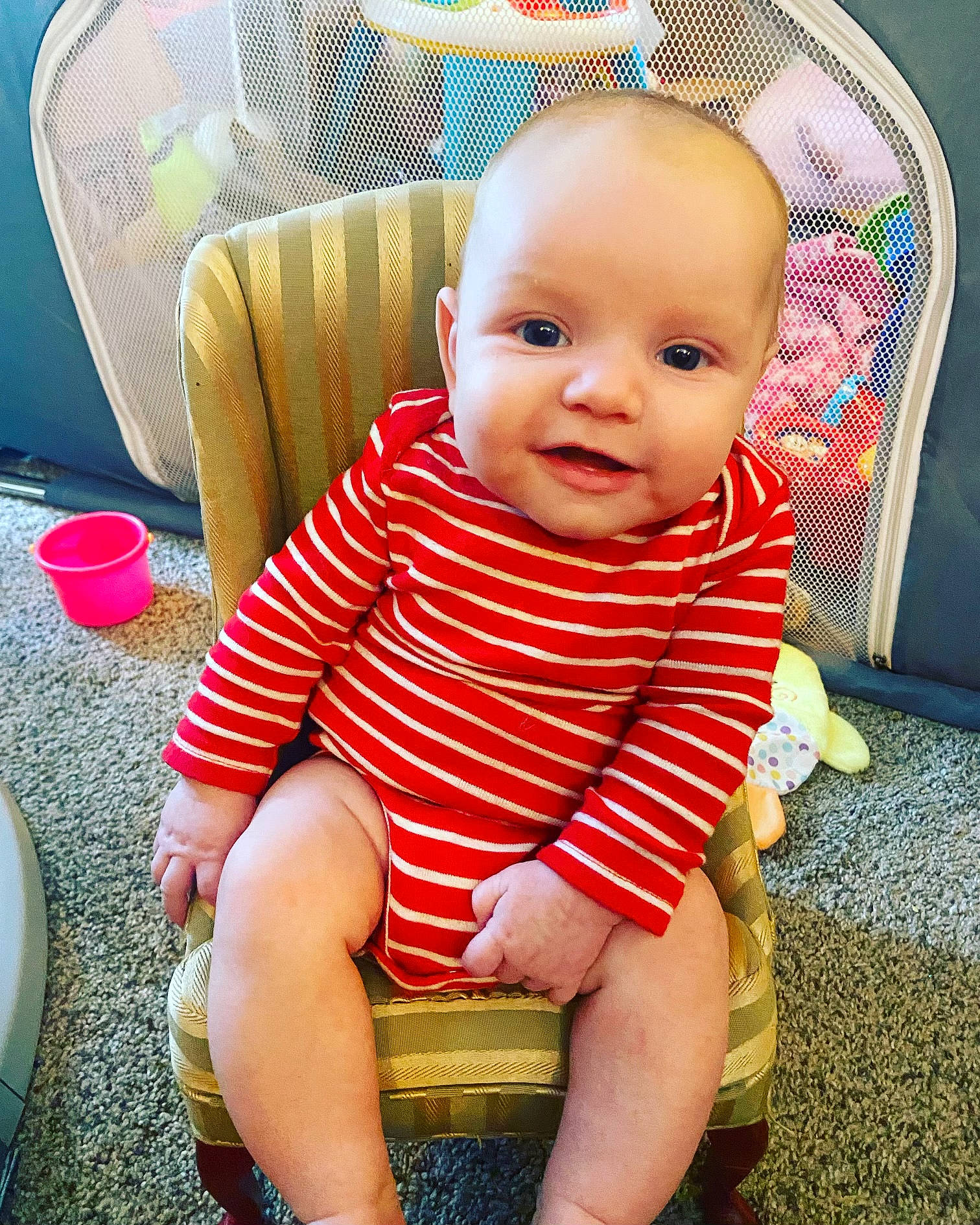 Levi joined the competition — help win amazing prizes! baby, baby_toddler_clothing, cheek, child, chin, comfort, flooring, fun, happy, head, human_leg, knee, lap, person, shorts, sitting, skin, sleeve, smile, thigh
