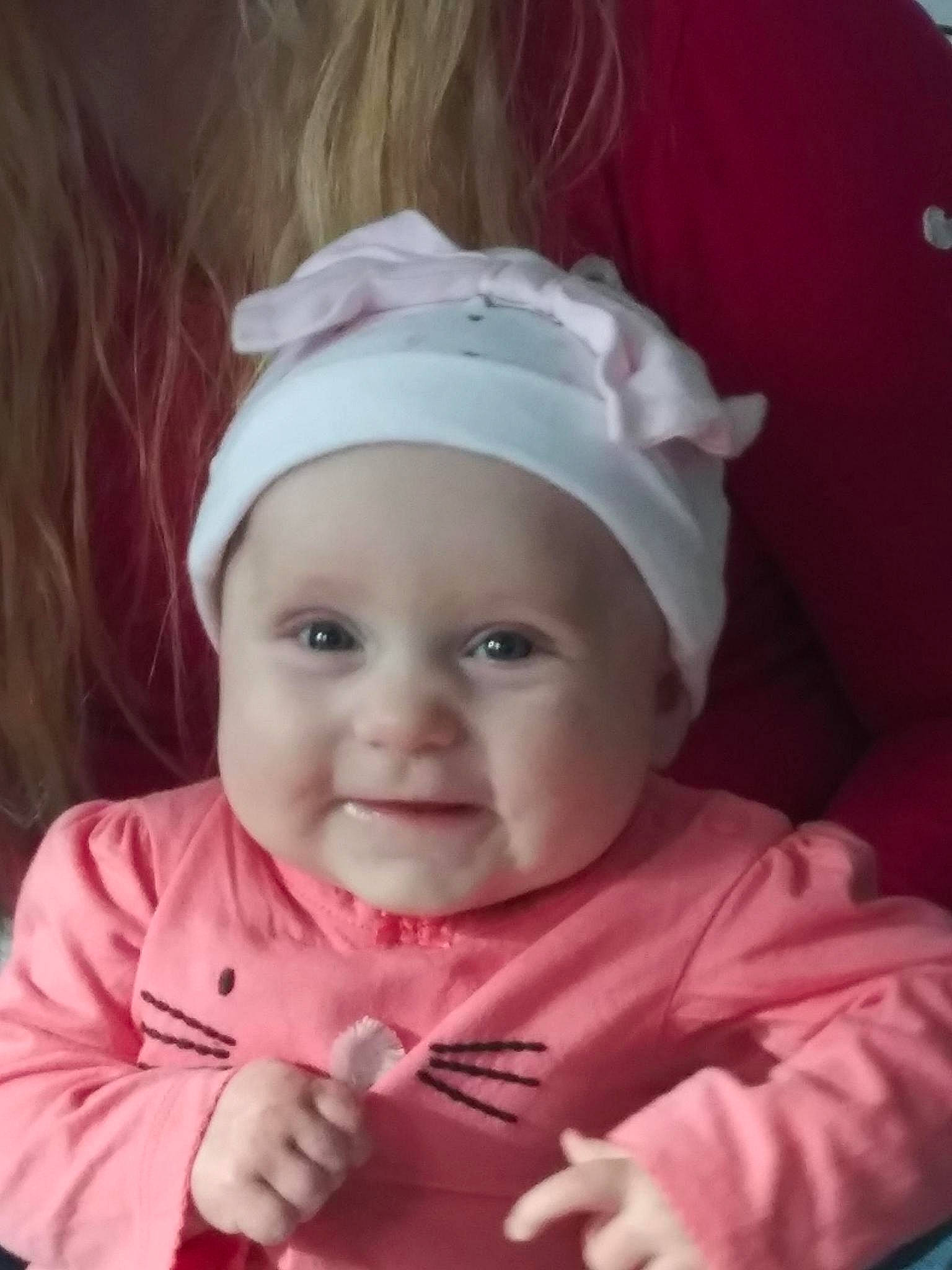 Carley joined the competition — help win amazing prizes! baby, bonnet, cheek, child, hair_accessory, happy, headband, headgear, headwear, joy, lip, person, pink, skin, smile, toddler