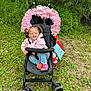Bonnie-Leigh is registered to the contest to win money with this photo: canopy, casual, child, cute, dirt, grass, greenery, happy, jacket, nature, outdoor, park, person, pigtails, pink, playful, shoes, smiling, stroller, toddler
