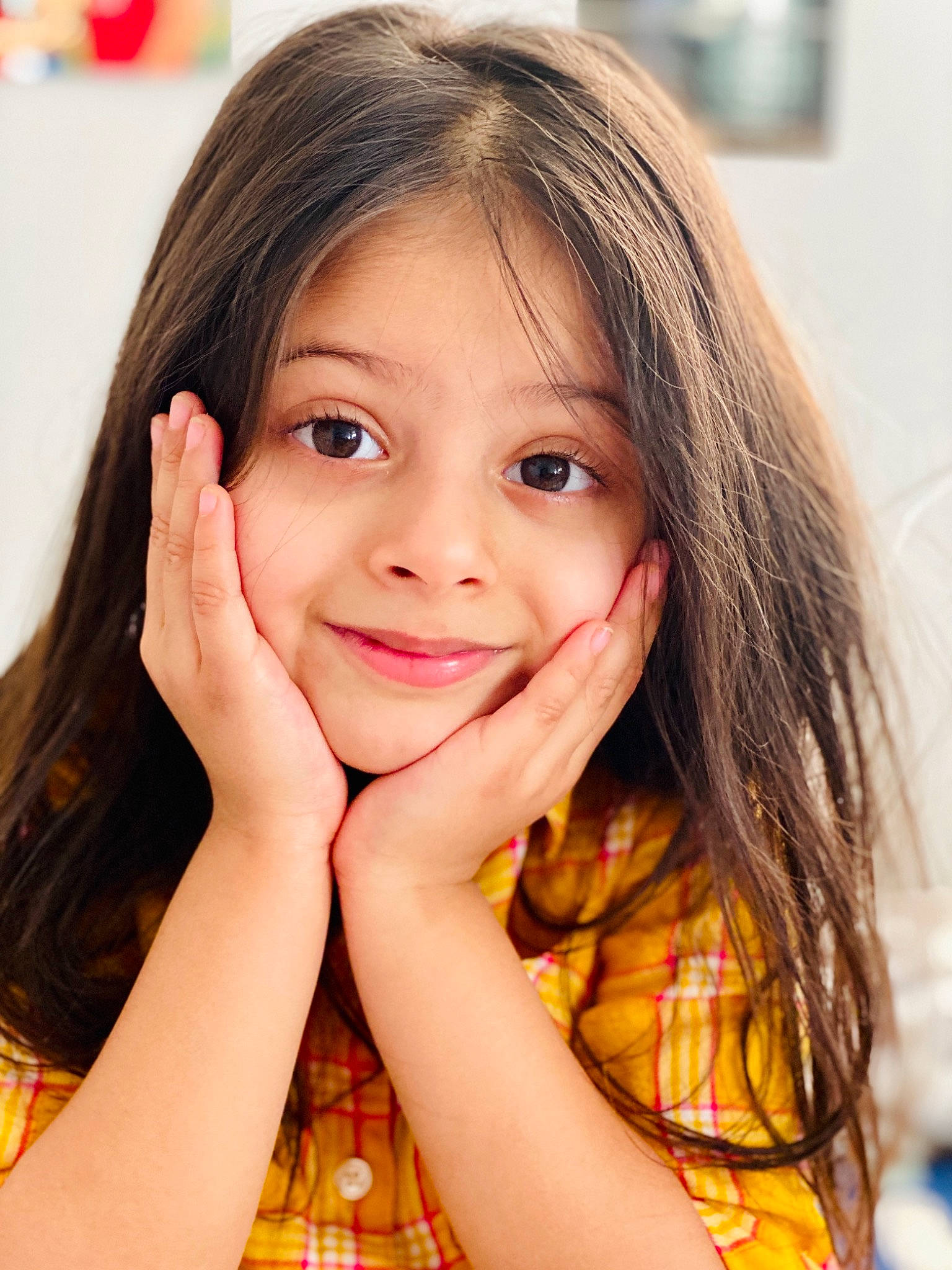 Ishna Brahme is registered to the contest to win money with this photo: arm, black_hair, cheek, eyebrow, eyelash, finger, flash_photography, forehead, gesture, hand, happy, iris, joy, leisure, lip, neck, nose, person, skin, smile