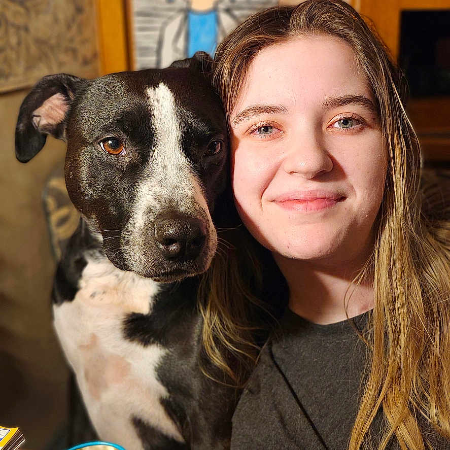 Luna joined the competition — help win amazing prizes! adult, animal, canine, child, dog, electronics, face, female, girl, head, hound, lady, person, pet, phone, photography, portrait, puppy, tin, woman