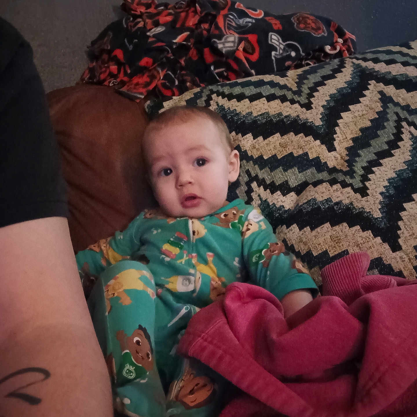 Koleson joined the competition — help win amazing prizes! adult, baby, blanket, bodypart, couch, cushion, face, finger, furniture, hand, head, homedecor, male, man, person, photography, portrait, quilt, skin, tattoo