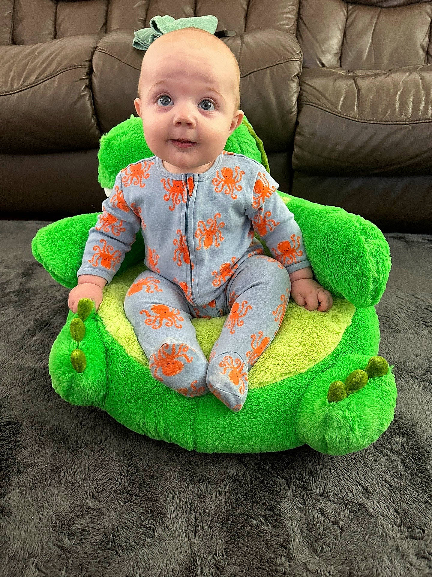 Charlie joined the competition — help win amazing prizes! baby, baby_products, baby_toddler_clothing, child, comfort, couch, face, flooring, foot, grass, happy, pattern, person, sitting, sleeve, smile, toddler