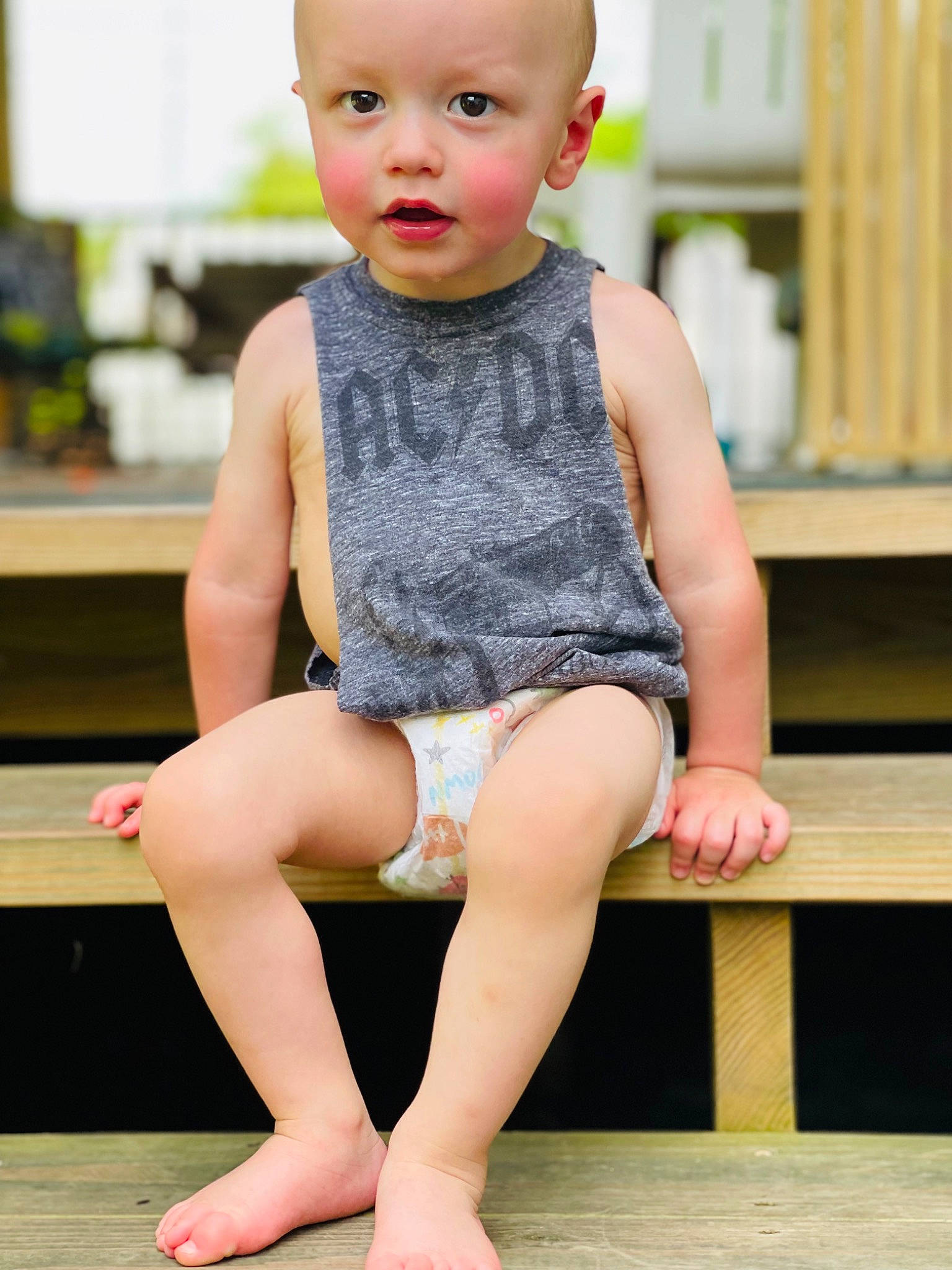 Kannon joined the competition — help win amazing prizes! baby_toddler_clothing, barefoot, beauty, face, finger, fun, hairstyle, happy, human_leg, joint, knee, leg, leisure, person, photograph, skin, sleeve, standing, thigh, toddler