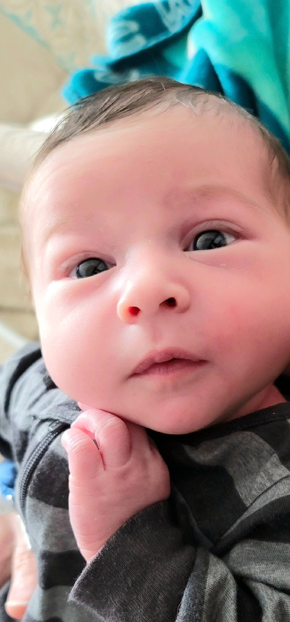 Wyatt joined the competition — help win amazing prizes! baby, baby_toddler_clothing, blue, cheek, child, close_up, eyelash, finger, grass, happy, iris, lip, no_expression, nose, person, photography, portrait_photography, sitting, skin, thumb