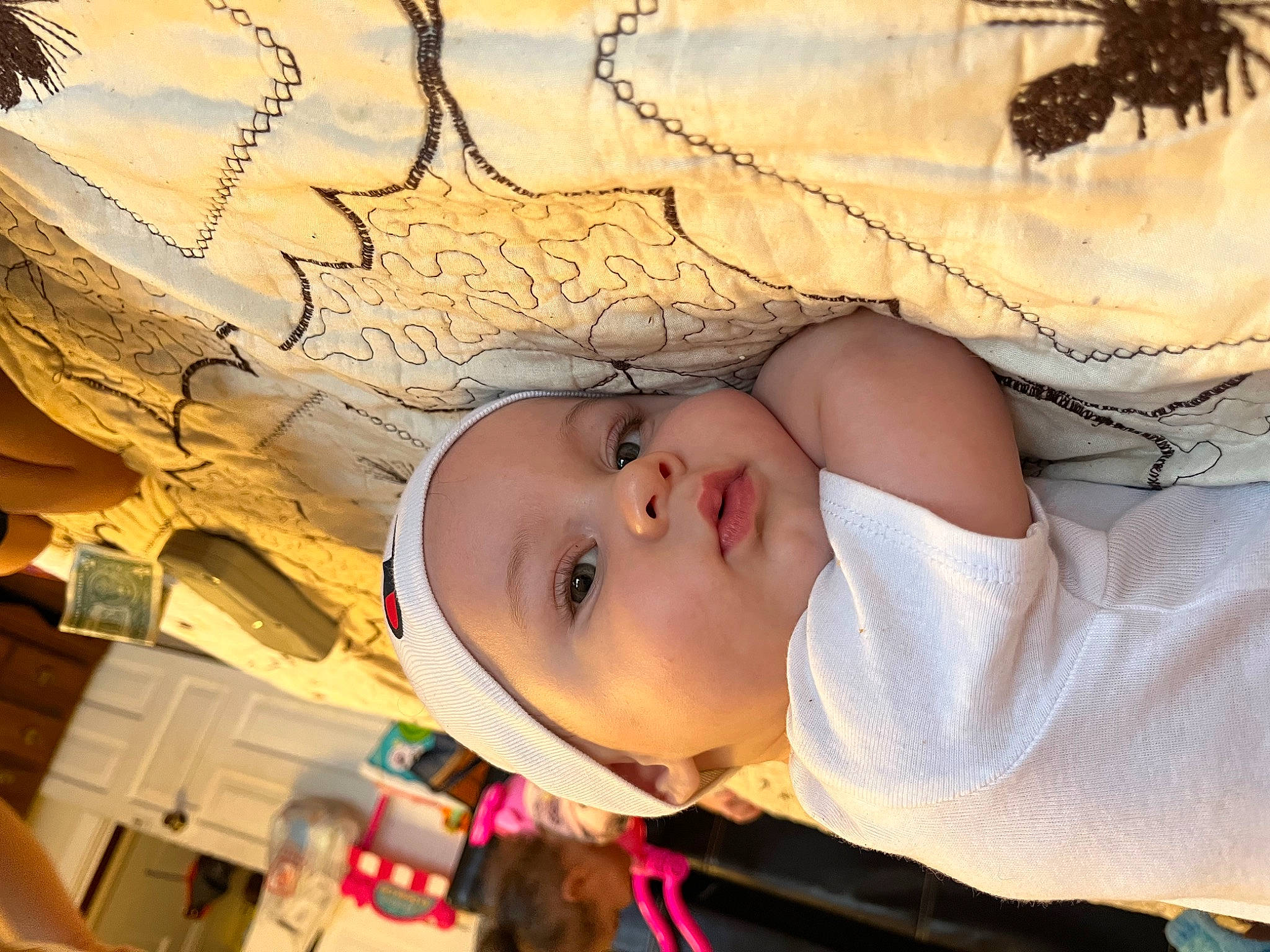 Jaizayden joined the competition — help win amazing prizes! baby, baby_toddler_clothing, cheek, child, eyelash, fashion_accessory, grass, happy, headwear, mouth, nose, pattern, person, skin, toddler, twig, wood