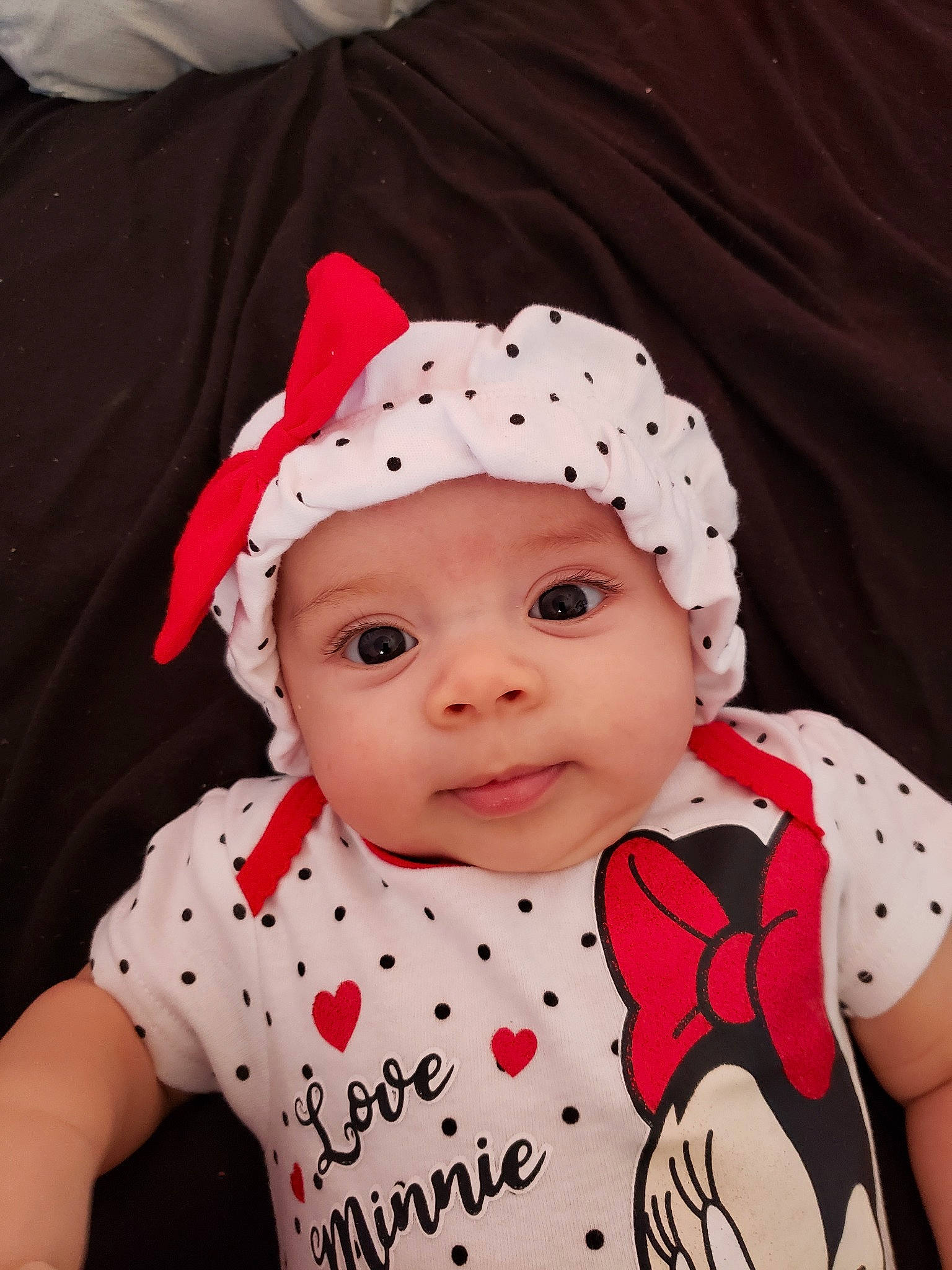 Lillian Rose joined the competition — help win amazing prizes! baby, baby_toddler_clothing, bonnet, cheek, child, design, hair_accessory, headgear, headwear, lip, pattern, person, pink, polka_dot, toddler