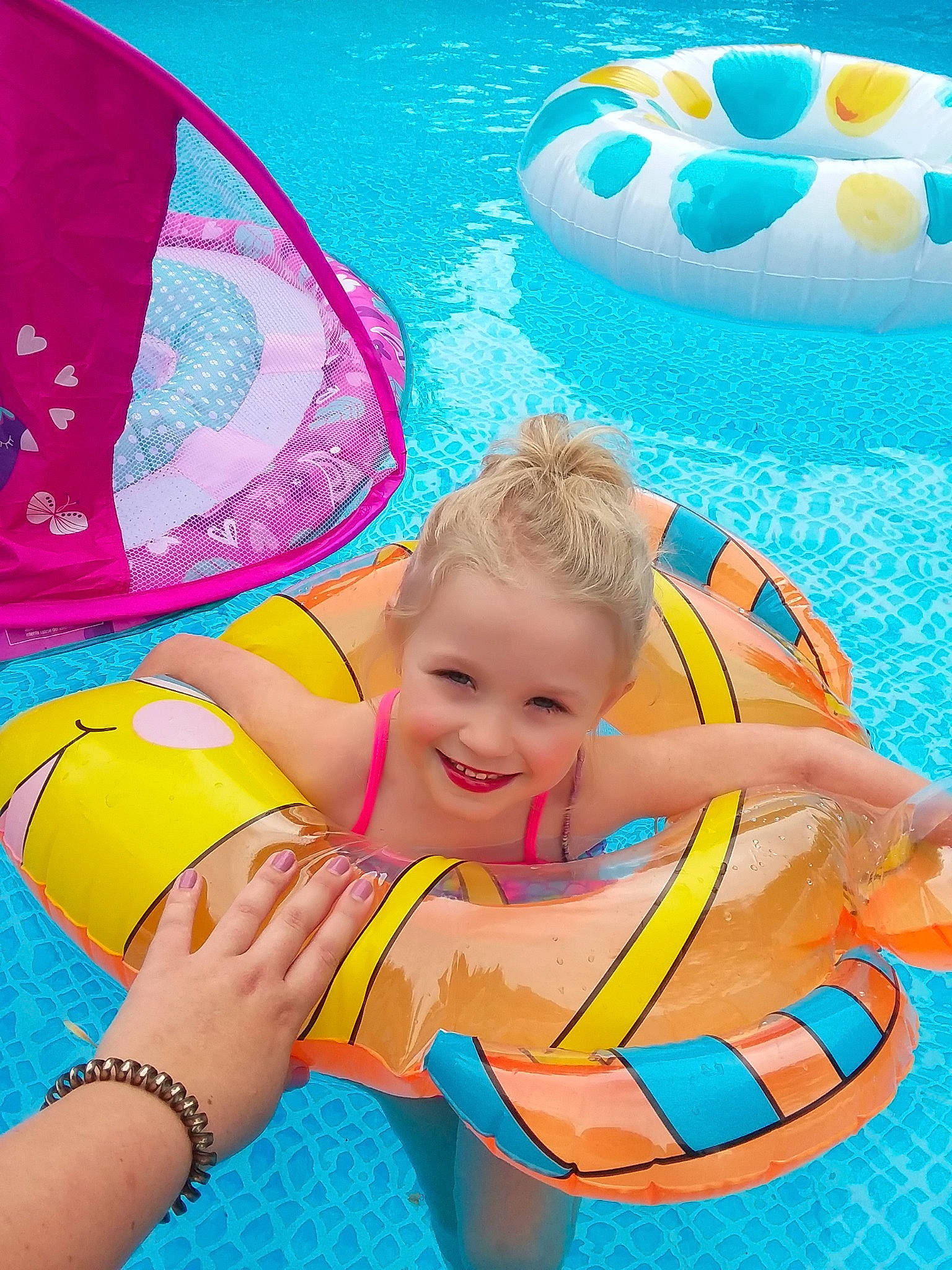 Shailee joined the competition — help win amazing prizes! aqua, baby_float, baby_products, child, fun, games, inflatable, joy, leisure, person, play, product, recreation, summer, swimming_pool, toddler, toy, vacation, water_park