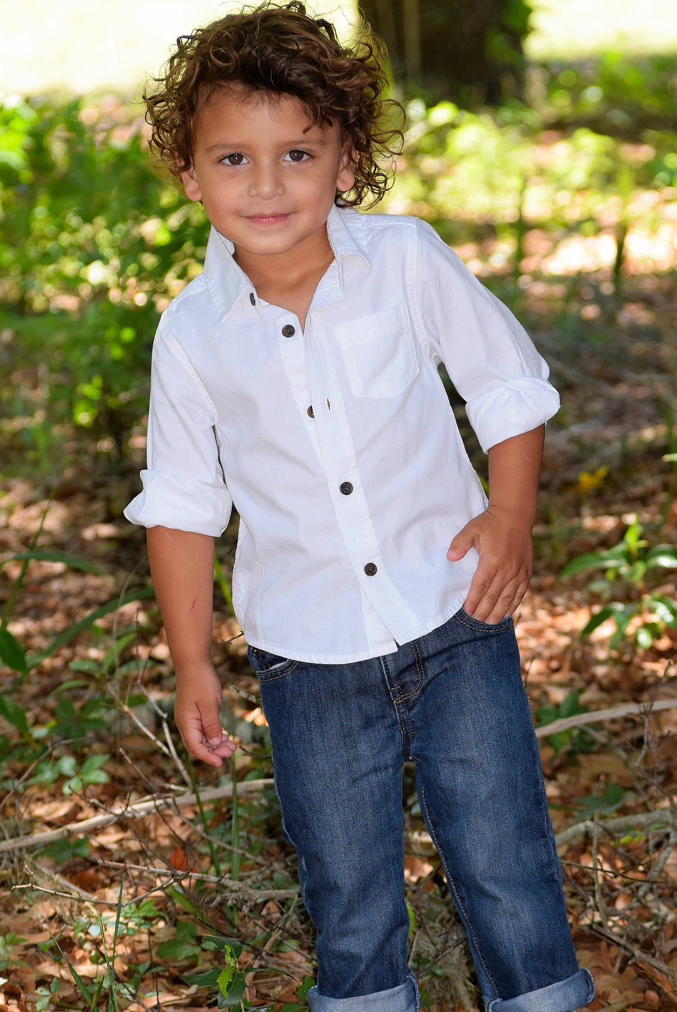 Alijah is registered to the contest to win money with this photo: child, child_model, clothing, denim, dress_shirt, jeans, joy, male, person, photography, portrait, portrait_photography, sleeve, smile, t_shirt, toddler, top